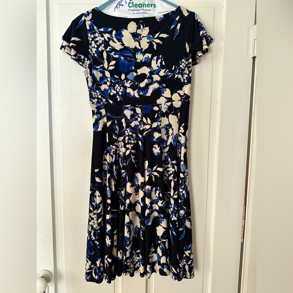 Lauren Ralph Lauren Floral Black Cap Sleeve Dress - Picture 4 of 4